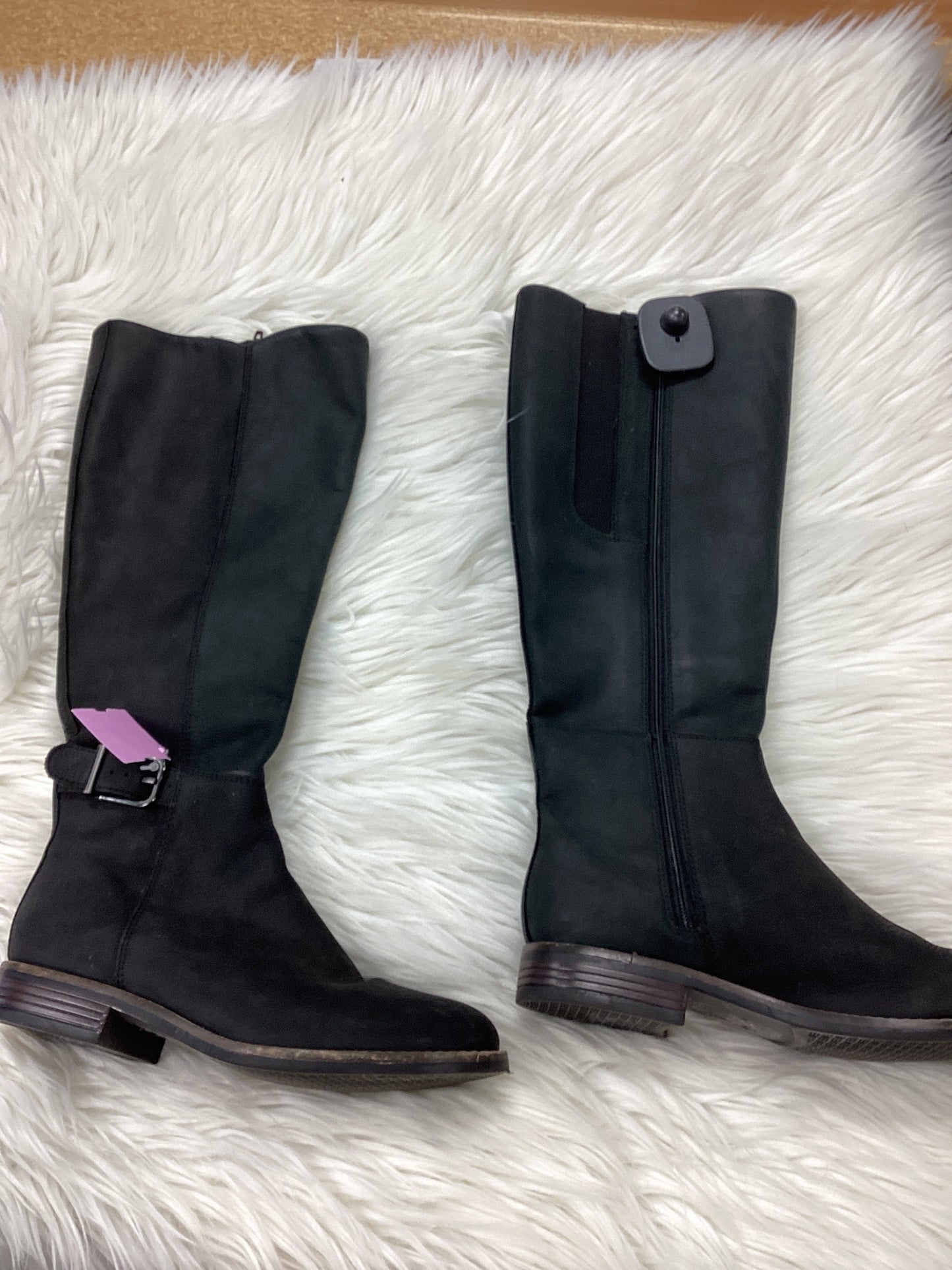 Boots Knee Flats By Clarks In Black, Size:5