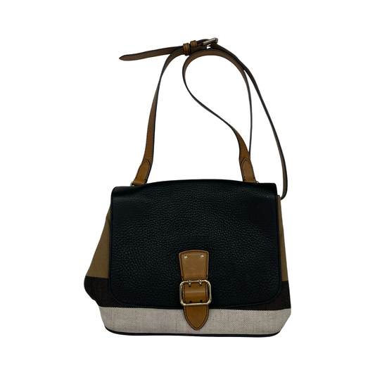 Crossbody Luxury Designer By Burberry In Black & Brown, Size:Medium