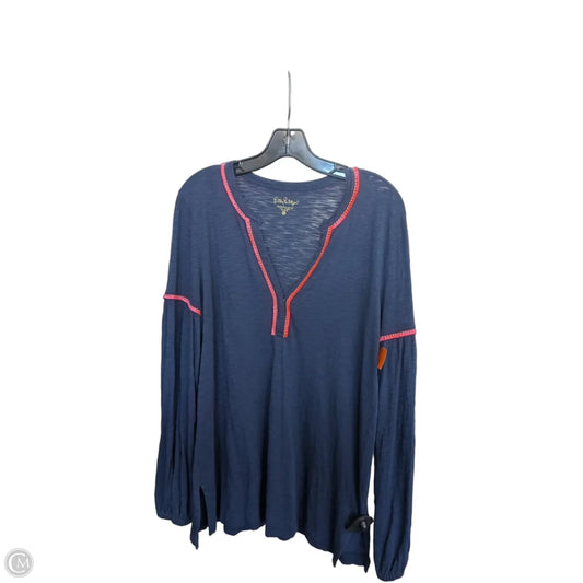 Top Long Sleeve Designer By Lilly Pulitzer In Blue & Pink, Size: M