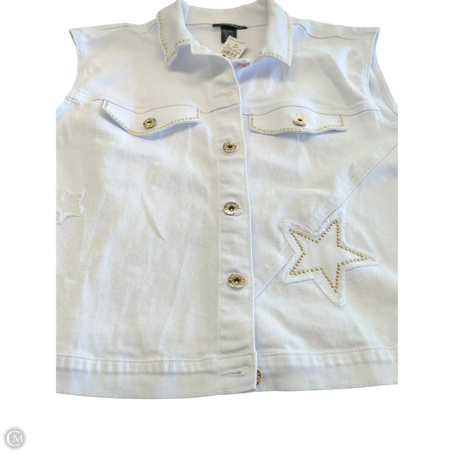 Vest Other By Ashley Stewart In White Denim, Size: 2x