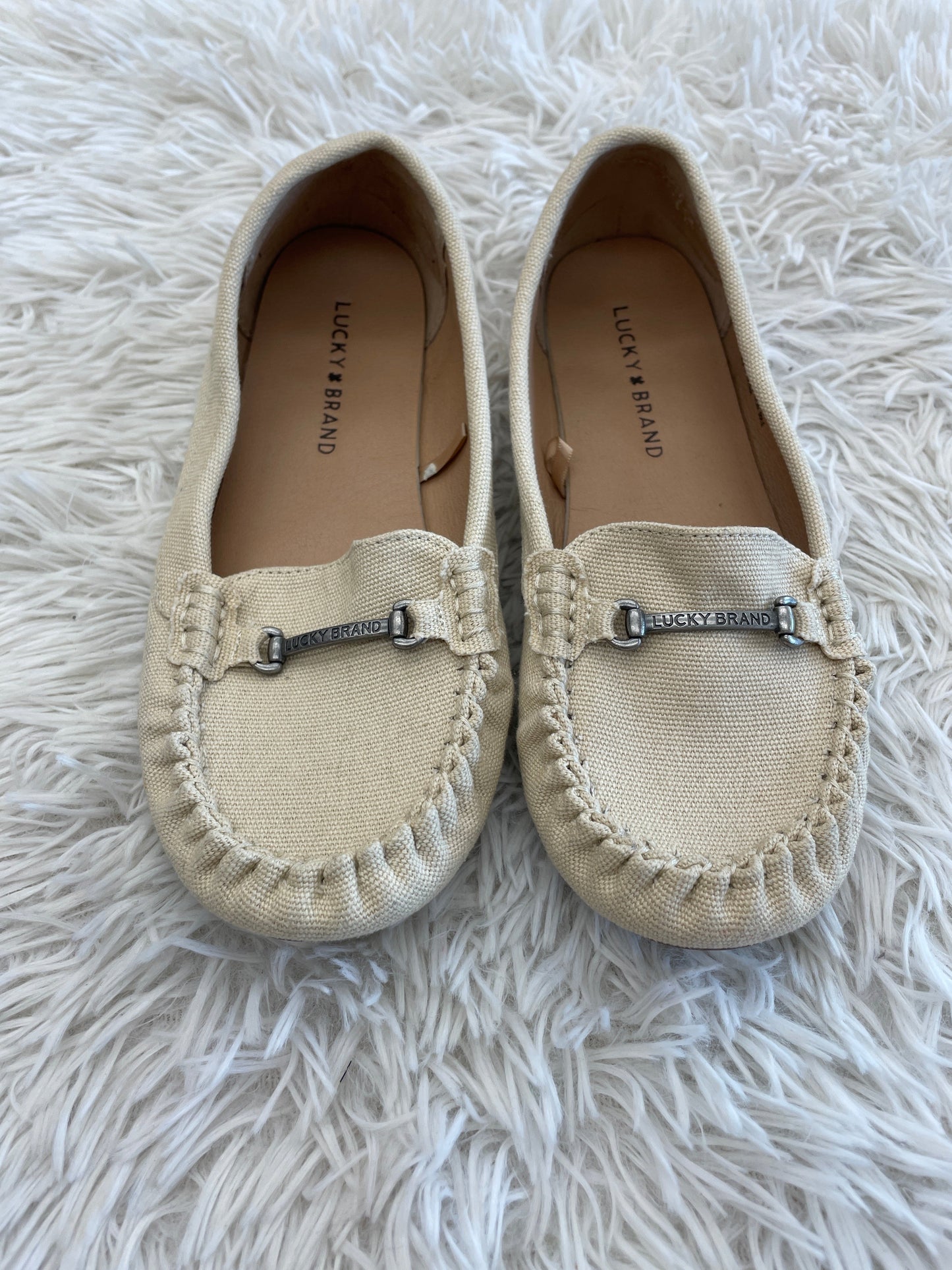 Ivory Shoes Flats Moccasin Lucky Brand, Size 7