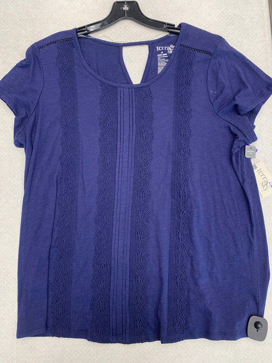 Top Short Sleeve By Terra & Sky In Navy, Size: 1x