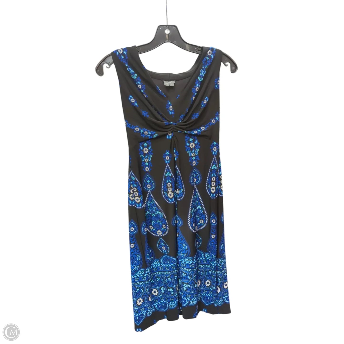 Dress Casual Midi By Muse In Black & Blue, Size: 4