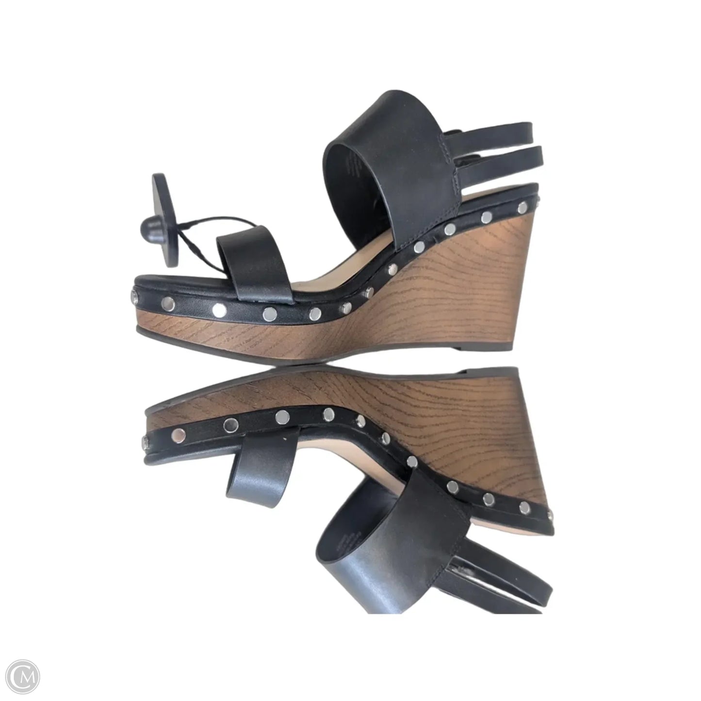 Sandals Heels Wedge By Bleecker & Bond In Black, Size: 6.5