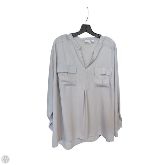 Top Long Sleeve By Kim Rogers In Grey, Size: 2x