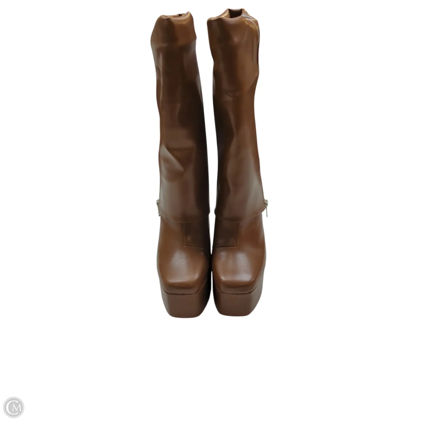 Boots Knee Heels By Fashion Nova In Brown, Size: 8