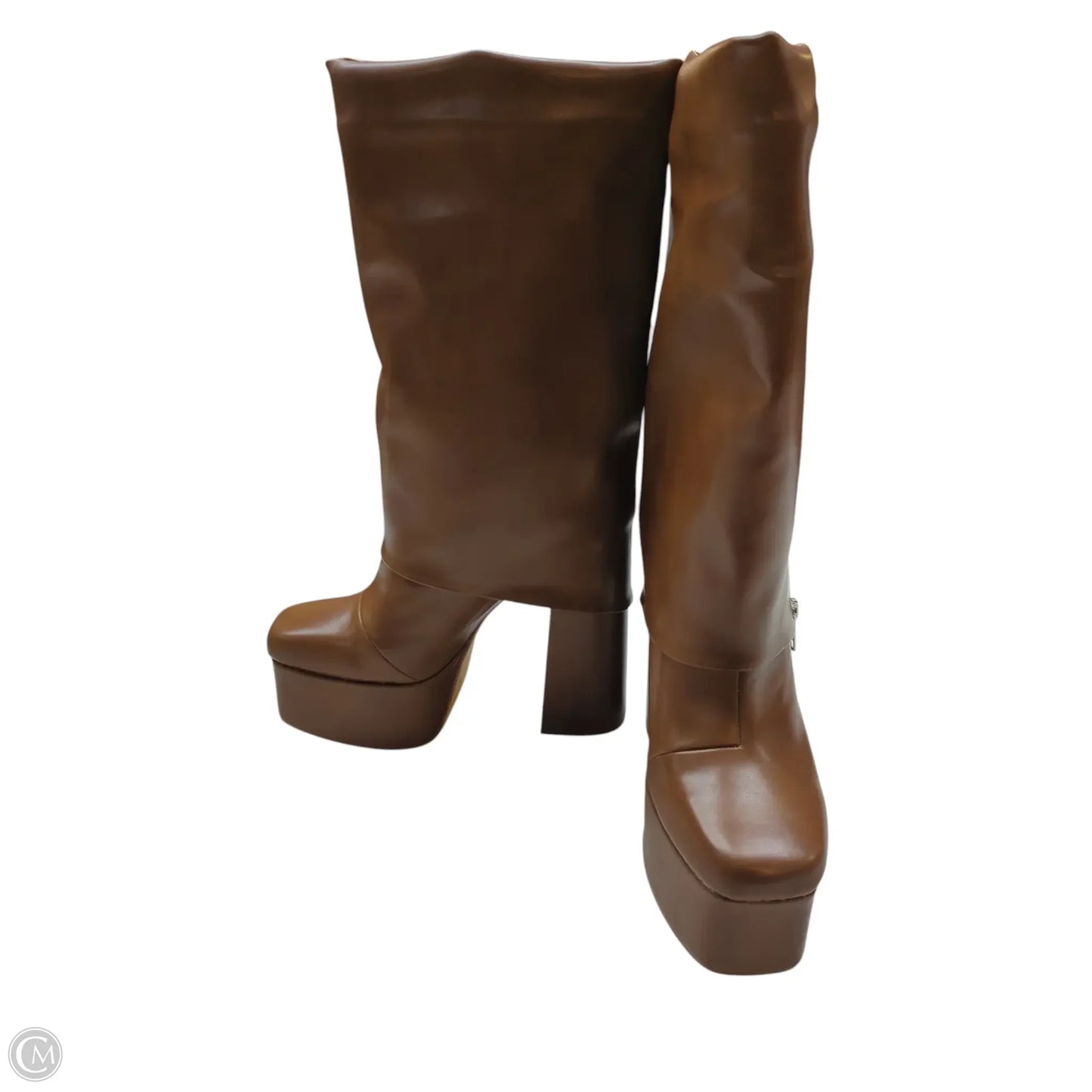 Boots Knee Heels By Fashion Nova In Brown, Size: 8