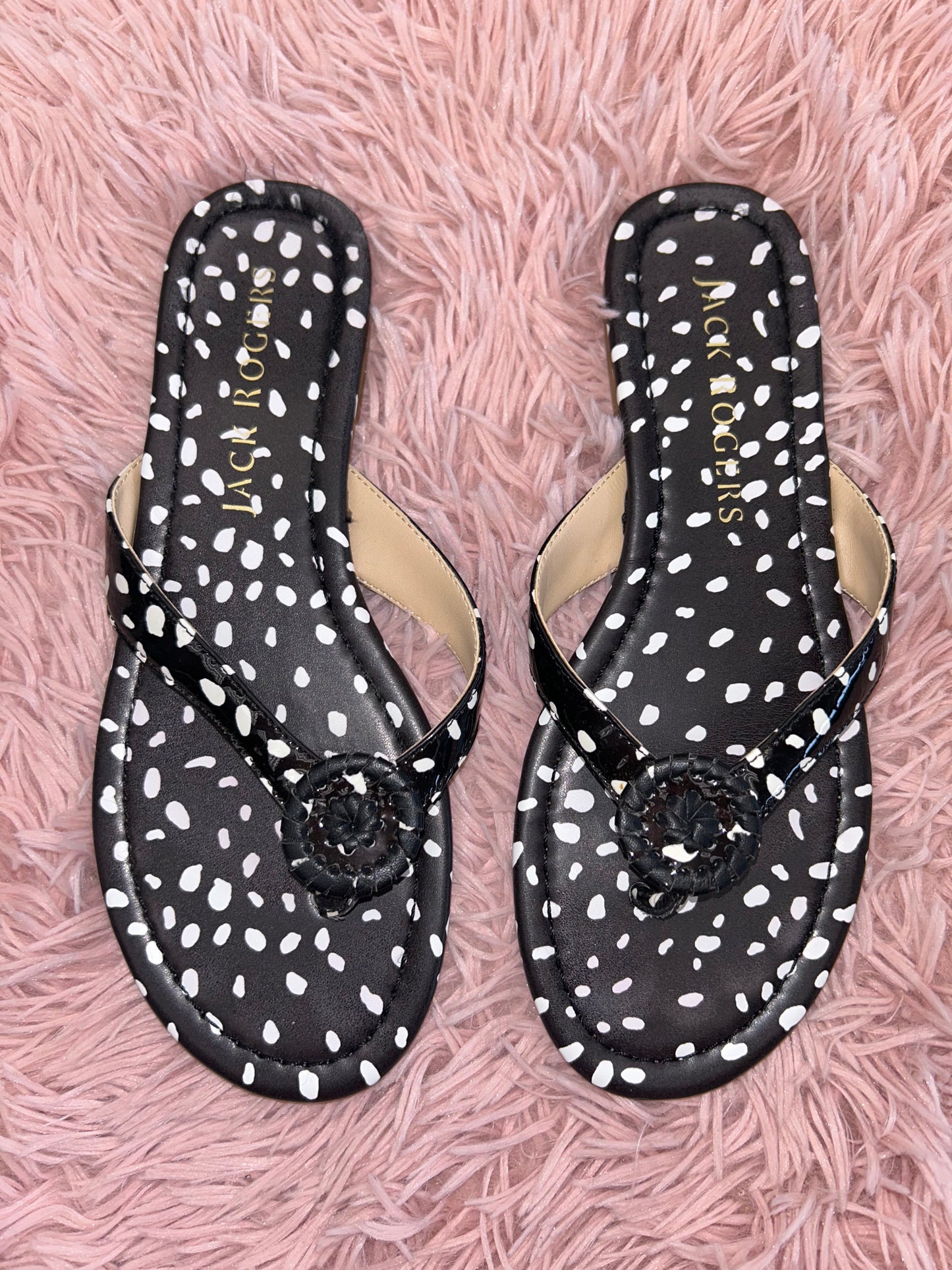 Sandals Flip Flops By Jack Rogers In Black White Polkadot, Size: 7