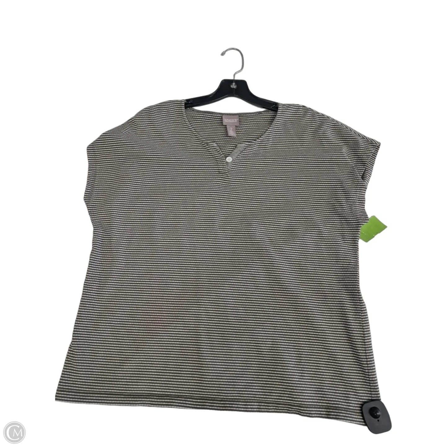 Top Short Sleeve By Chicos In Striped Pattern, Size: L