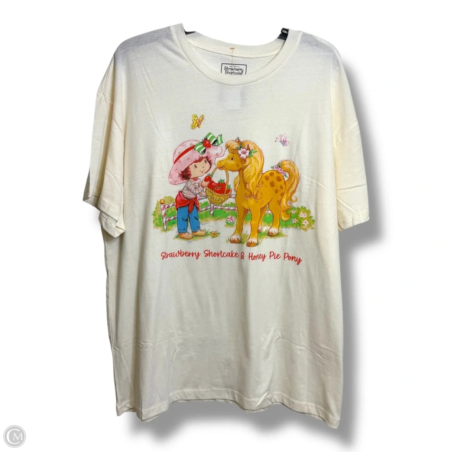Strawberry Shortcake Top Short Sleeve Basic By Cmf In Cream, Size: Xl