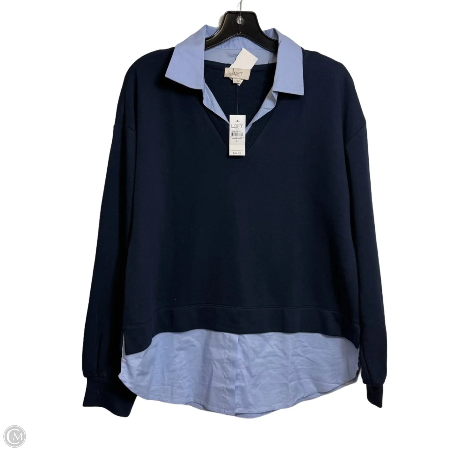 Top Long Sleeve By Loft In Navy, Size: L