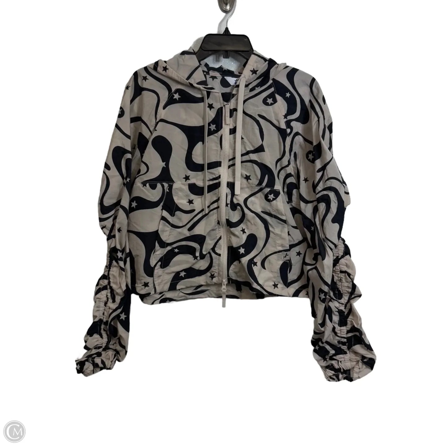 Jacket Windbreaker By Joy Lab In Black & Cream, Size: L