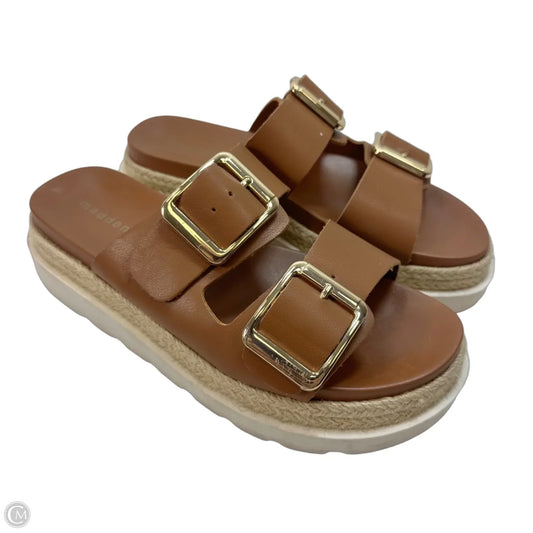 Sandals Heels Platform By Madden Girl In Tan, Size: 7.5