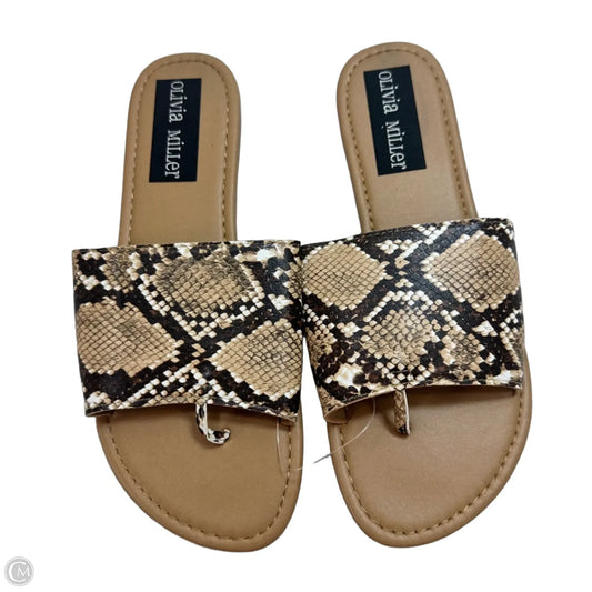 Sandals Flats By Olivia Miller In Snakeskin Print, Size: 8