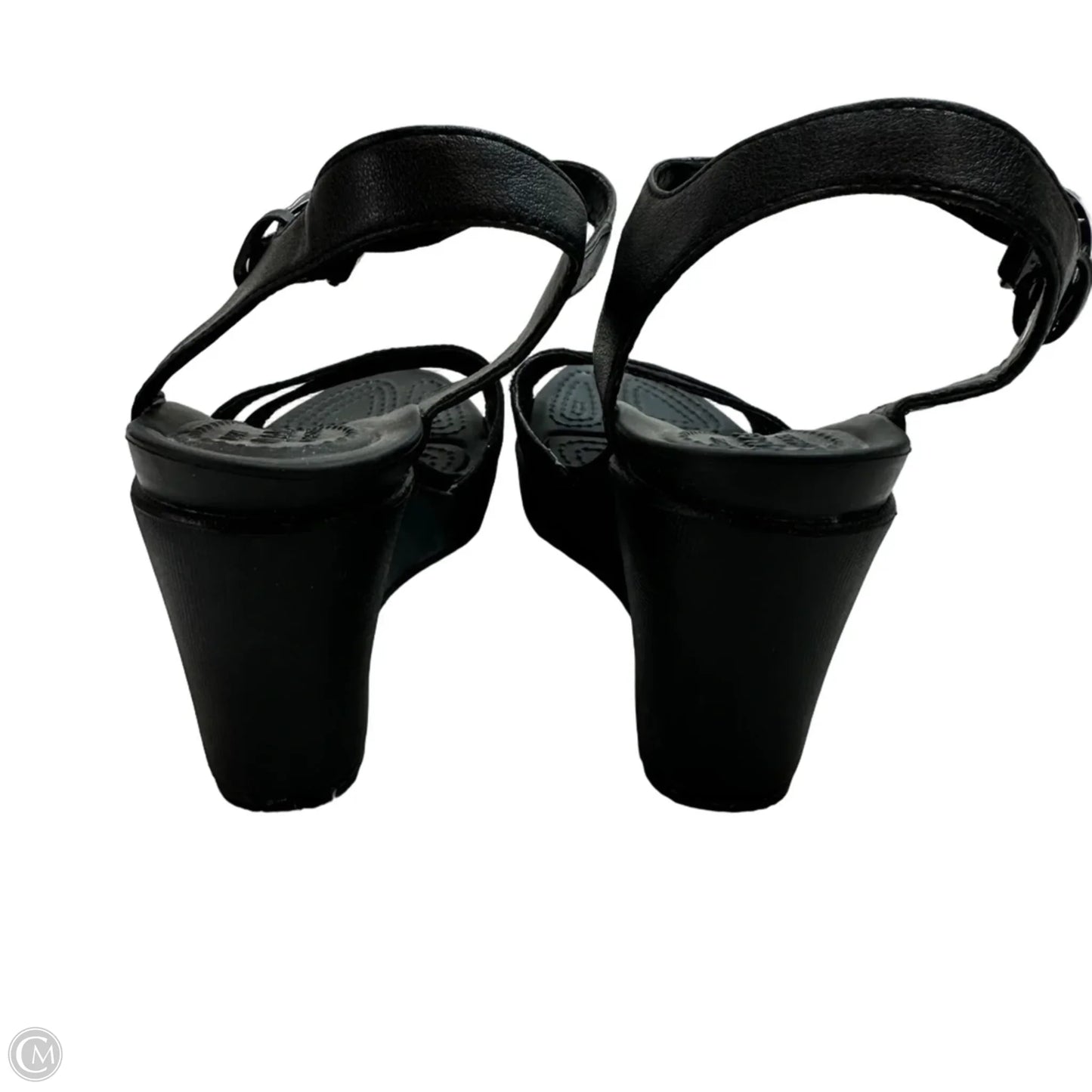 Sandals Heels Wedge By Crocs In Black, Size: 7