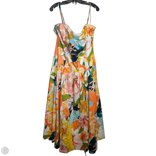 Dress Casual Midi By Anthropologie In Floral Print, Size: 3x