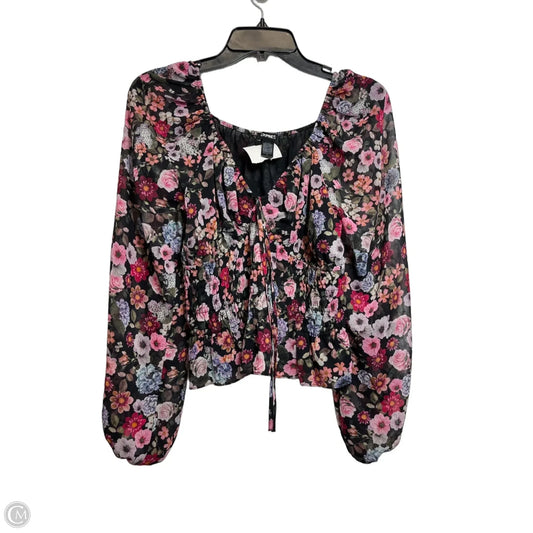 Top Long Sleeve By Express In Floral Print, Size: M