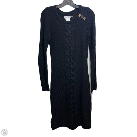 Sweater Dress Casual Short By Calvin Klein In Black, Size: S