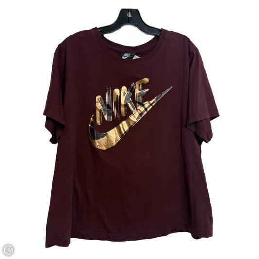 Athletic Top Short Sleeve By Nike Apparel In Maroon, Size: 1x