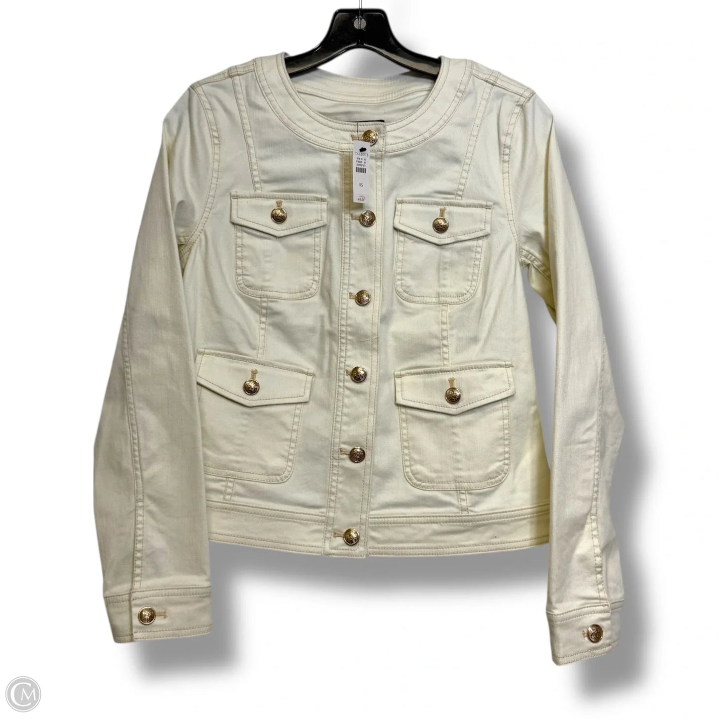 Jacket Denim By Talbots In White, Size: Xs