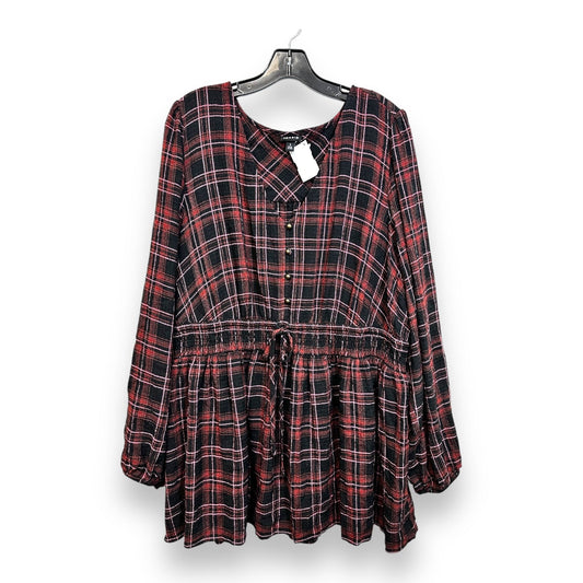 Top Long Sleeve By Torrid In Plaid Pattern, Size: 3x