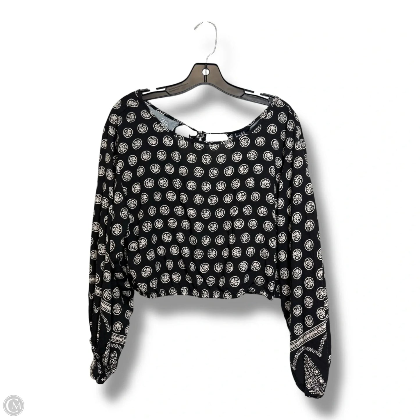 Top Long Sleeve By Nicole Miller In Black & White, Size: M