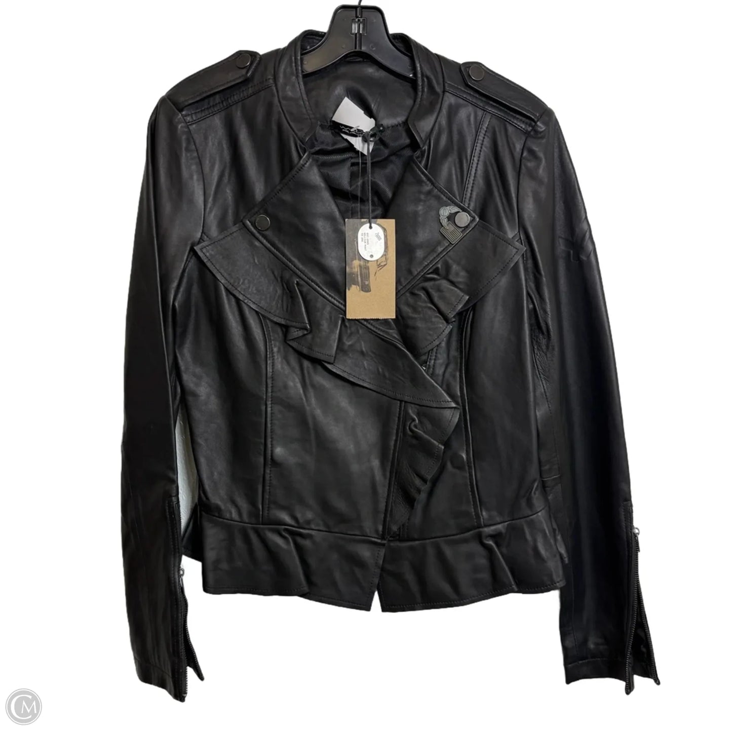 Jacket Leather By Clothes Mentor In Black, Size: M