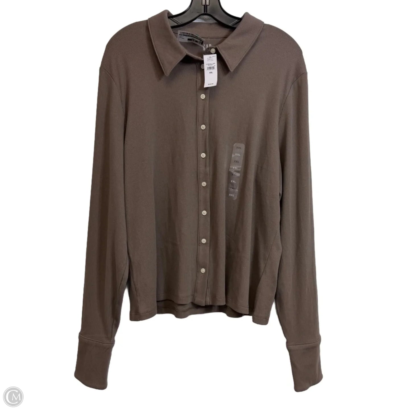 Top Long Sleeve Basic By Gap In Brown, Size: Xxl