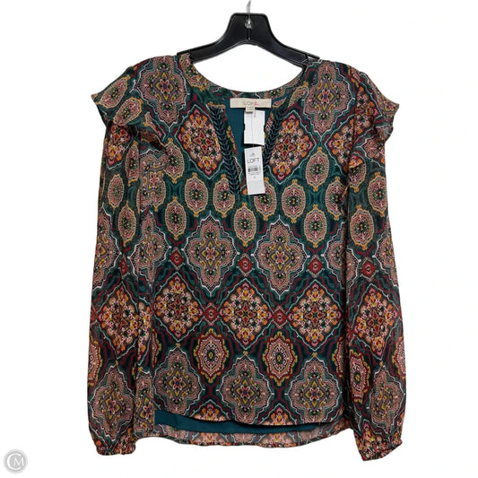 Top Long Sleeve By Loft In Multi-colored, Size: S