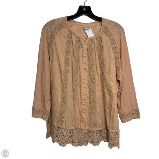Top Long Sleeve Basic By Logo In Orange, Size: L