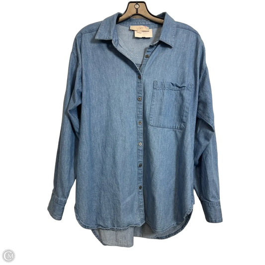 Top Long Sleeve By Loft In Blue Denim, Size: M