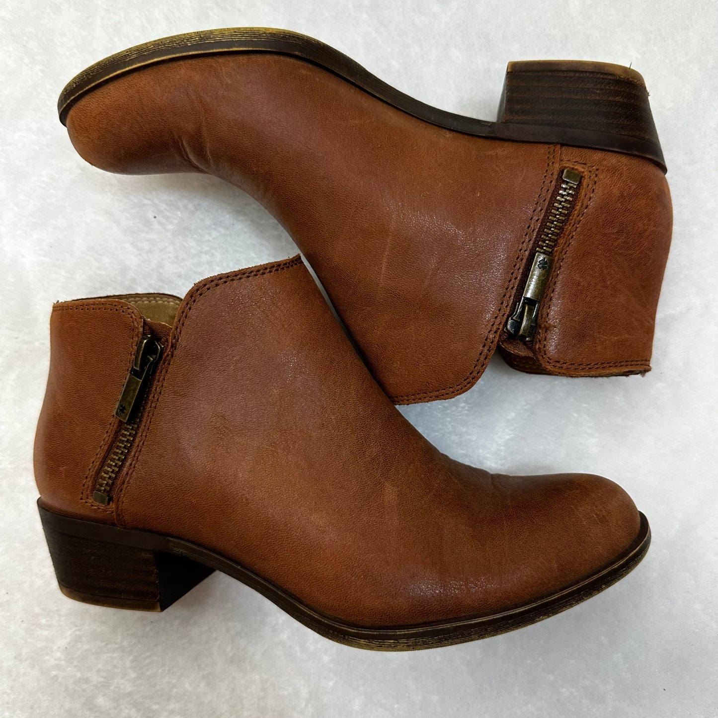 Brown Boots Ankle Flats Lucky Brand O, Size 6.5