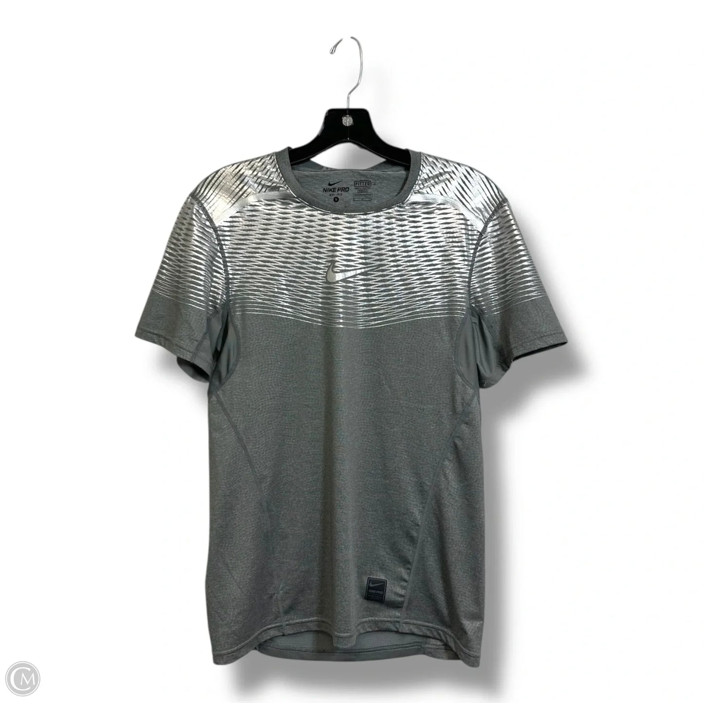 Athletic Top Short Sleeve By Nike Apparel In Silver, Size: S