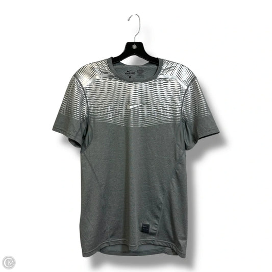 Athletic Top Short Sleeve By Nike Apparel In Silver, Size: S