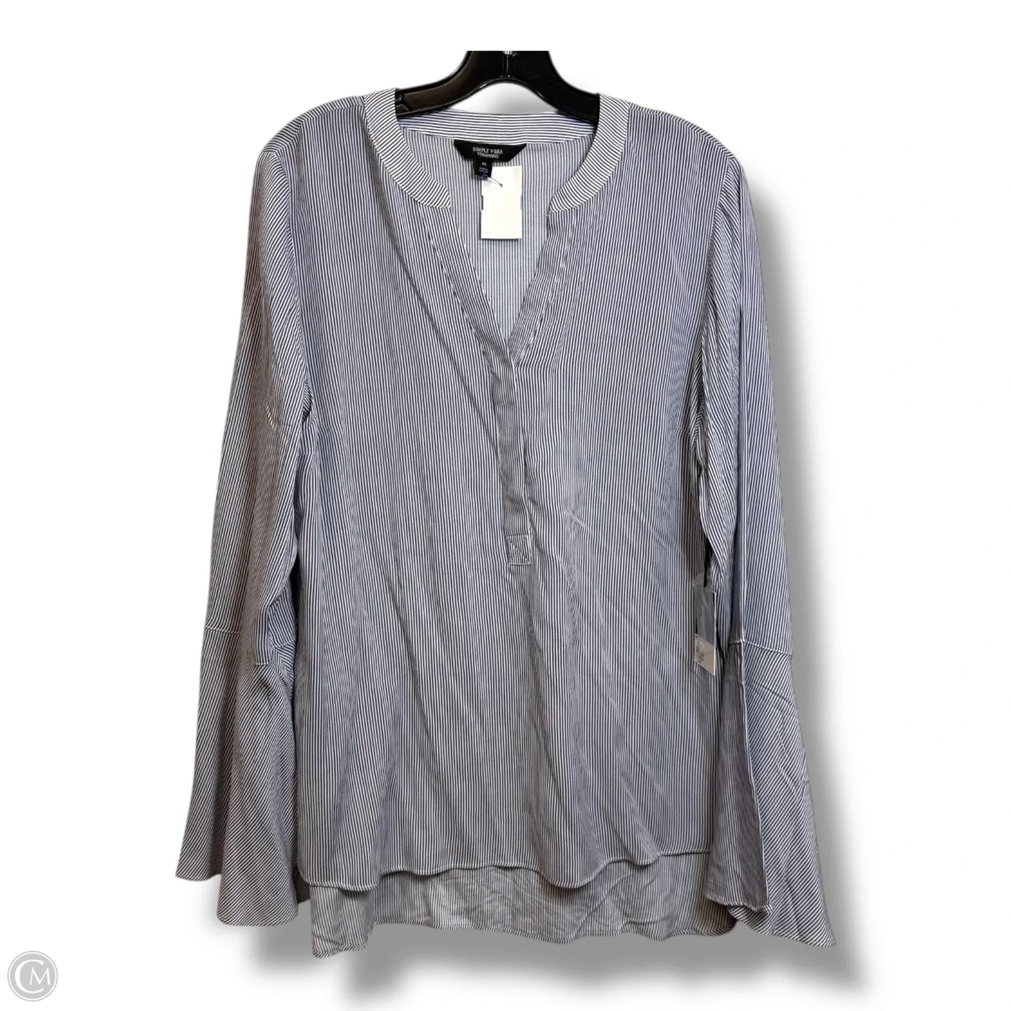 Top Long Sleeve By Simply Vera In Striped Pattern, Size: M