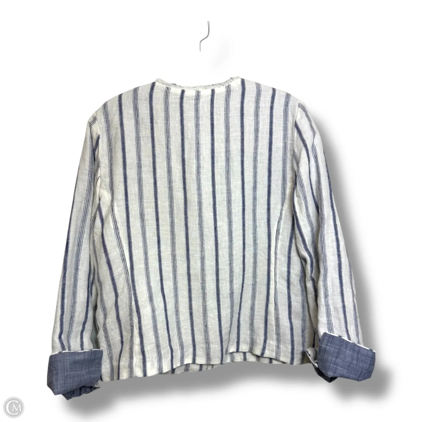 Blazer By Chicos In Blue & White, Size: M