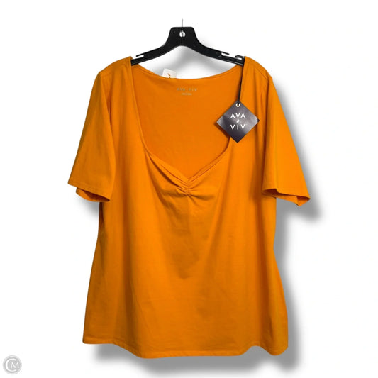 Top Short Sleeve By Ava & Viv In Yellow, Size: 2x