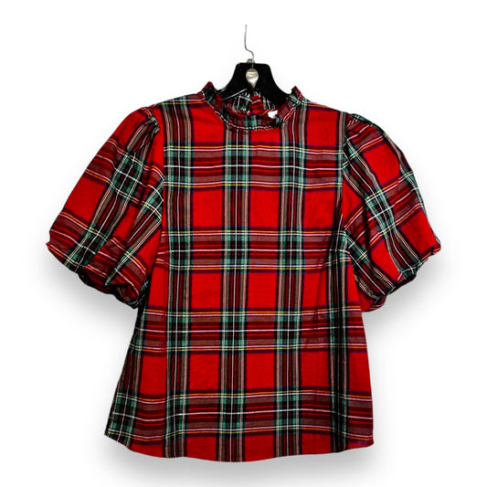 Top Short Sleeve By Clothes Mentor In Plaid Pattern, Size: S