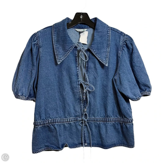 Top Short Sleeve By American Eagle In Blue Denim, Size: Xl
