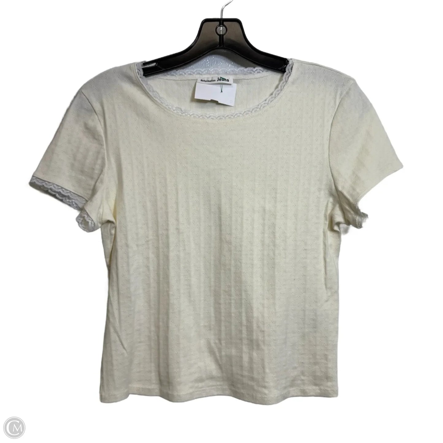 Top Short Sleeve By Reformation In Ivory, Size: Xl