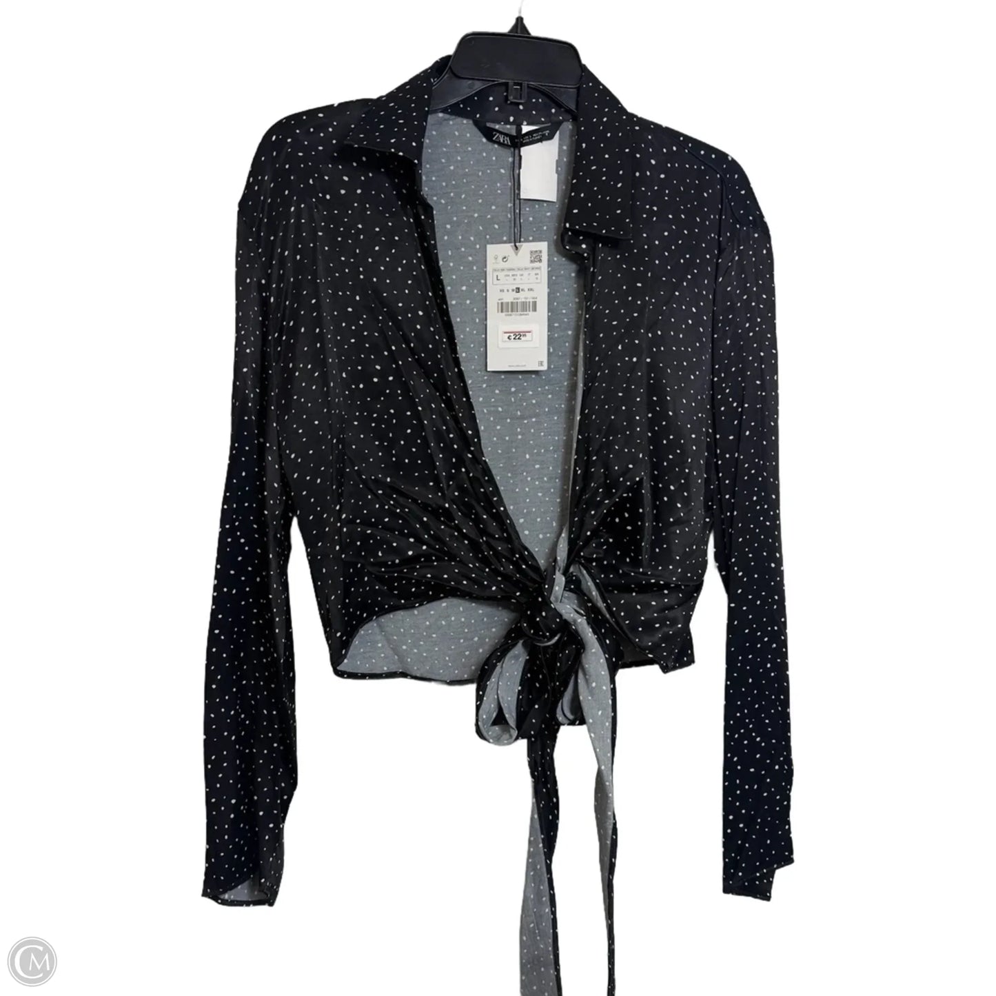 Top Long Sleeve By Zara In Polkadot Pattern, Size: L