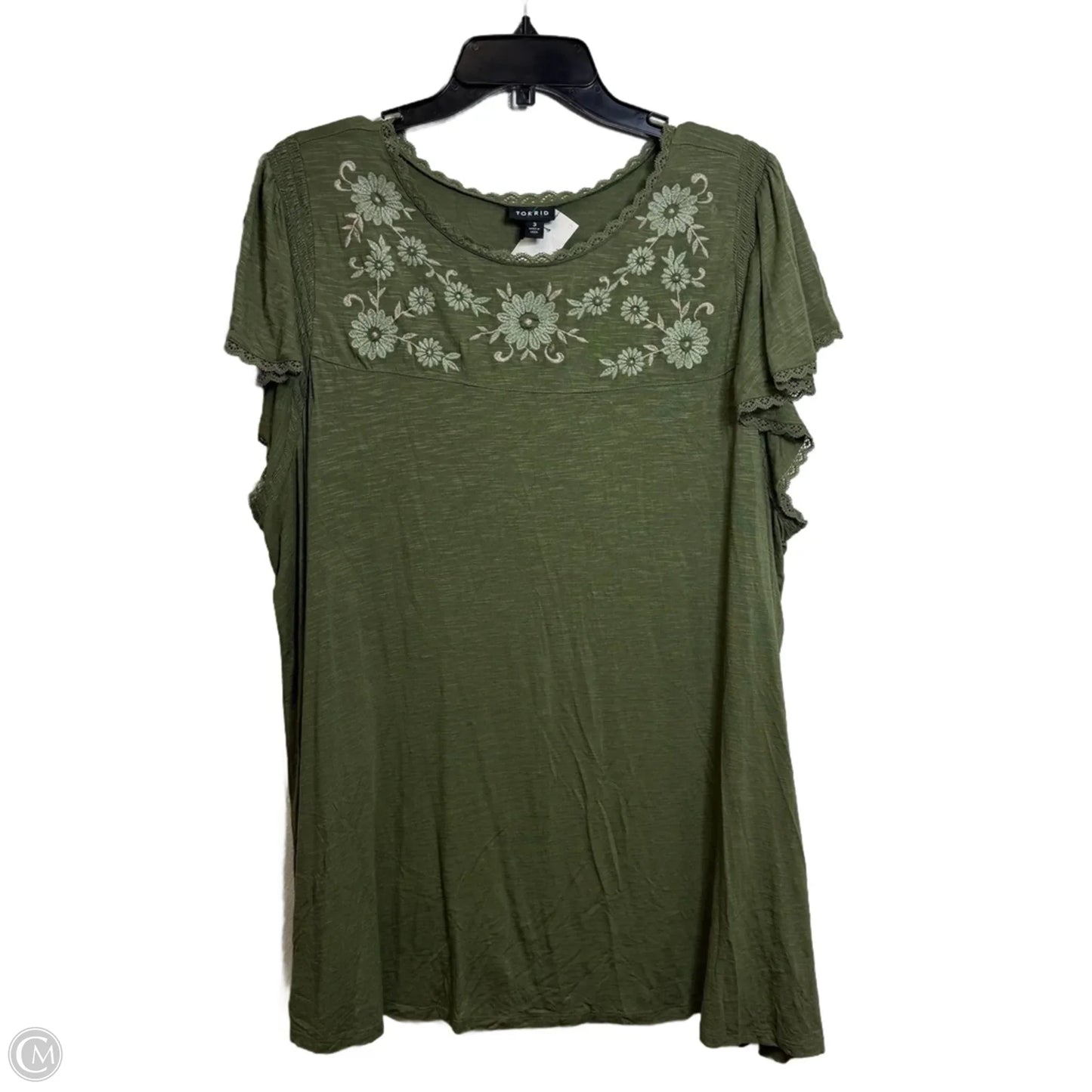 Top Short Sleeve By Torrid In Green, Size: 3x