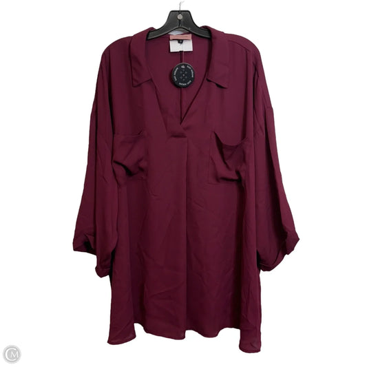 Top 3/4 Sleeve By Clothes Mentor In Maroon, Size: 5x