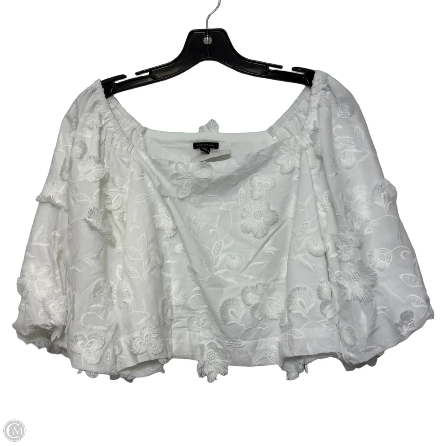 Top Short Sleeve By Ann Taylor In White, Size: 10