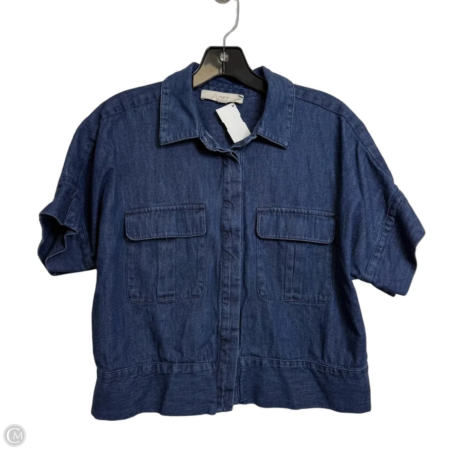 Top Short Sleeve By Loft In Blue Denim, Size: Mp