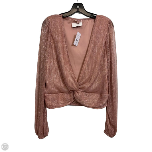 Top Long Sleeve By Willow & Root In Pink, Size: L