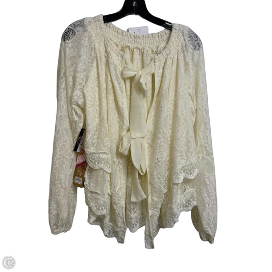 Top Long Sleeve By Gimmicks In Ivory, Size: Xl