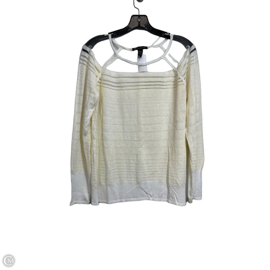 Top Long Sleeve By Inc In Ivory, Size: L