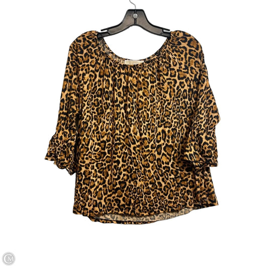 Top Long Sleeve By Michael By Michael Kors In Animal Print, Size: L
