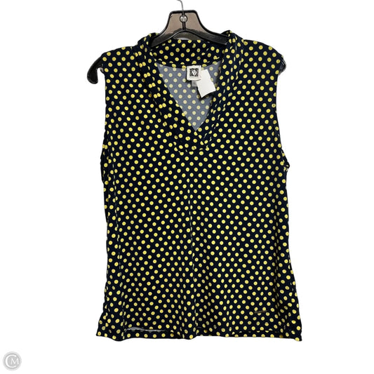 Top Sleeveless By Anne Klein In Black & Yellow, Size: L